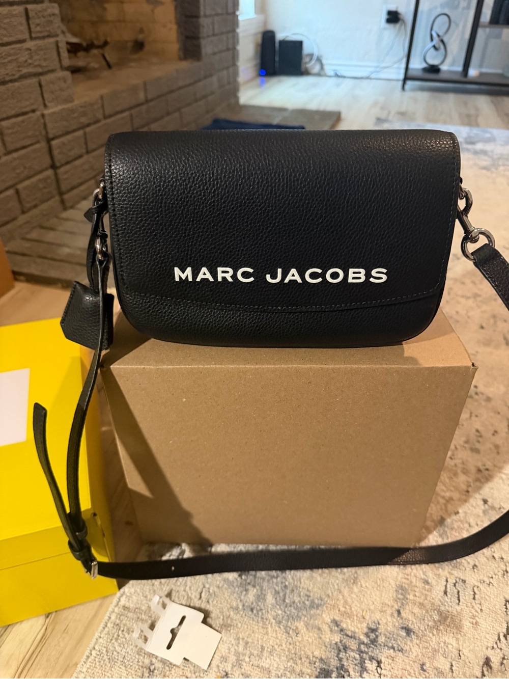 Marc Jacobs Black Pebbled Leather Crossbody with White Logo